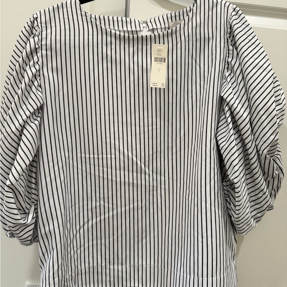 Anthropologie Black and White Striped Blouse